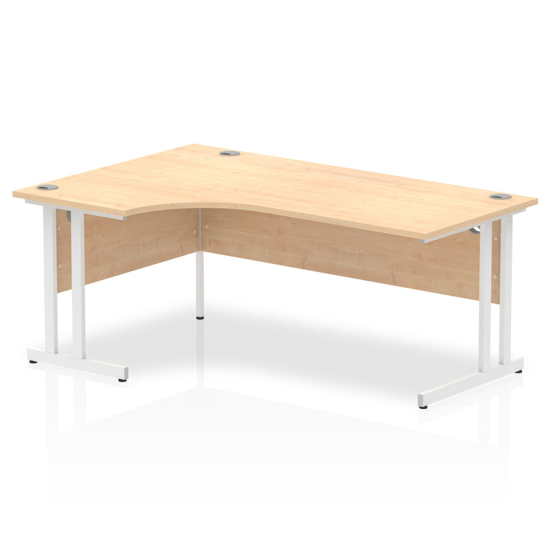 Impulse Contract Left Hand Crescent Cantilever Desk W1800 x D1200 x H730mm Maple Finish/White Frame - I002620 - ONE CLICK SUPPLIES