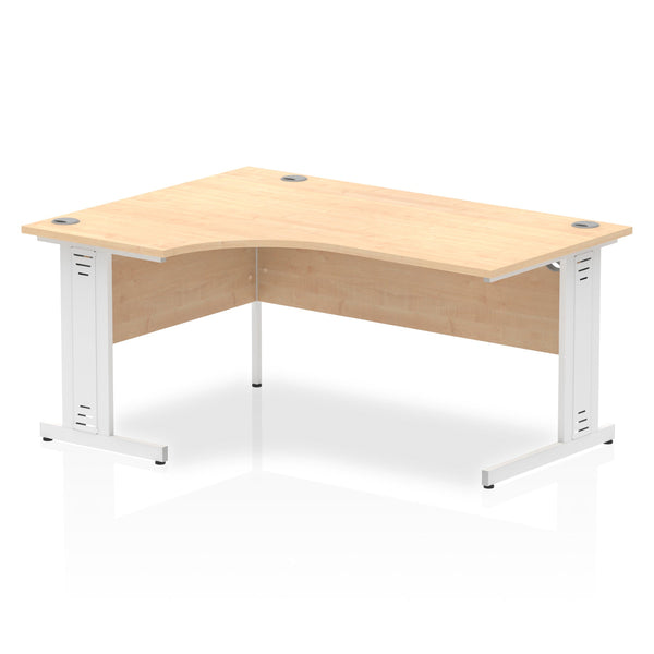 Impulse Contract Left Hand Crescent Cable Managed Leg Desk W1600 x D1200 x H730mm Maple Finish/White Frame - I002622 - ONE CLICK SUPPLIES