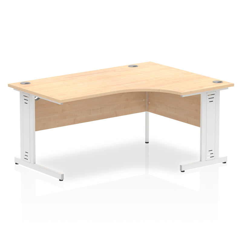 Impulse Contract Right Hand Crescent Cable Managed Leg Desk W1600 x D1200 x H730mm Maple Finish/White Frame - I002623 - ONE CLICK SUPPLIES