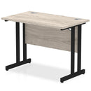 Impulse 1000 x 600mm Straight Desk Grey Oak Top Black Cantilever Leg I004304 - ONE CLICK SUPPLIES