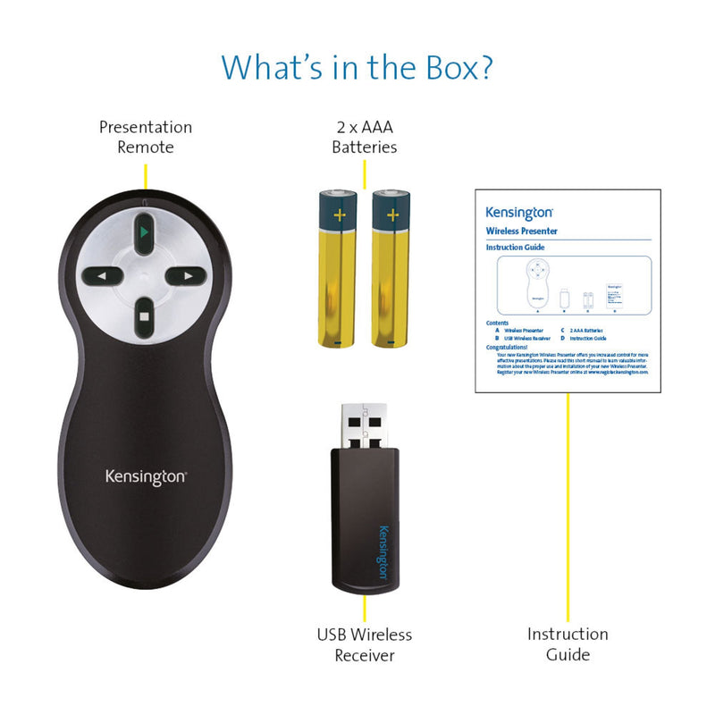 Kensington Wireless Presenter Remote with Red Laser K33374EU - ONE CLICK SUPPLIES