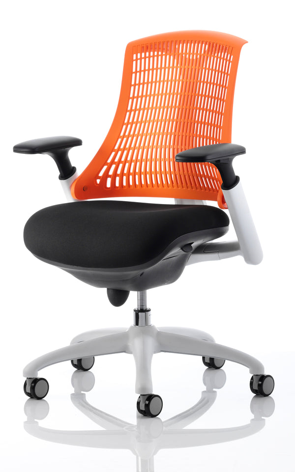 Flex Chair White Frame Back With Orange Back KC0059 - ONE CLICK SUPPLIES