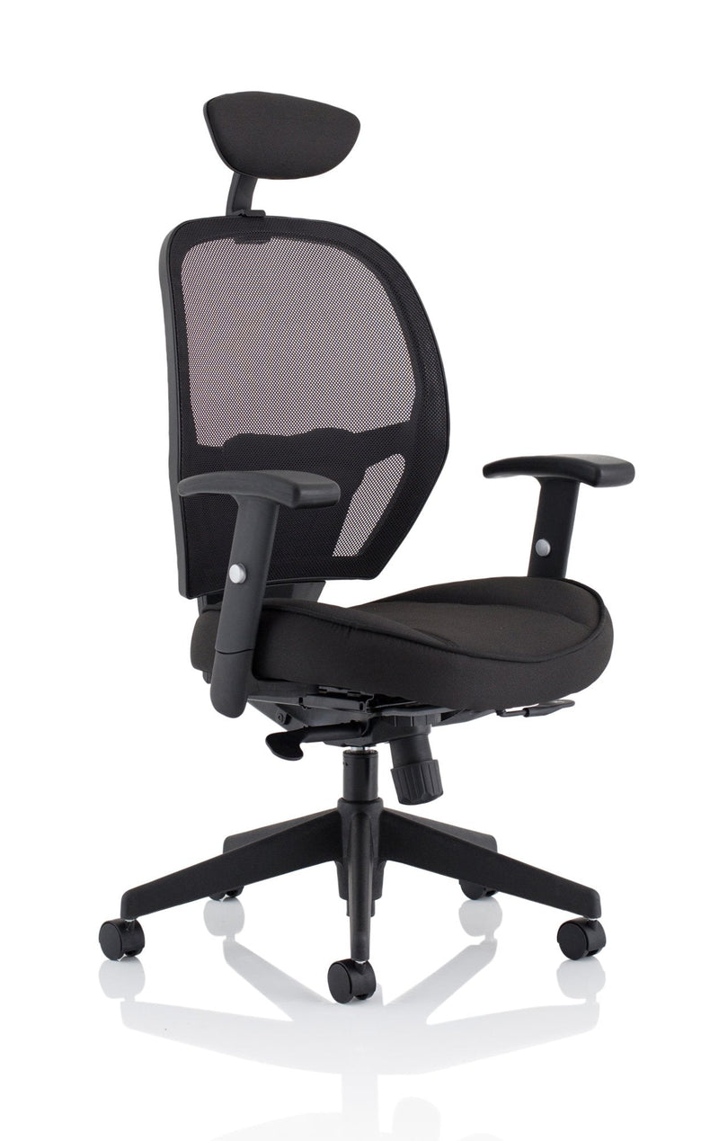 Denver Black Mesh Chair With Headrest KC0283 - ONE CLICK SUPPLIES