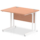 Impulse 1000 x 800mm Straight Desk Beech Top White Cantilever Leg MI001673 - ONE CLICK SUPPLIES