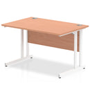 Impulse 1200 x 800mm Straight Desk Beech Top White Cantilever Leg MI001674 - ONE CLICK SUPPLIES