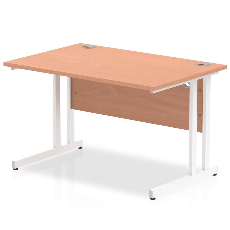 Impulse 1200 x 800mm Straight Desk Beech Top White Cantilever Leg MI001674 - ONE CLICK SUPPLIES