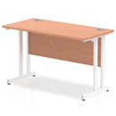 Impulse 1200 x 600mm Straight Desk Beech Top White Cantilever Leg MI001684 - ONE CLICK SUPPLIES