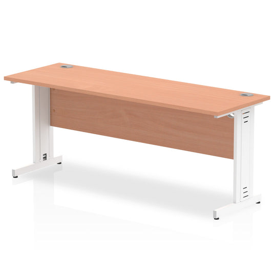 Impulse 1800 x 600mm Straight Desk Beech Top White Cable Managed Leg MI001767 - ONE CLICK SUPPLIES