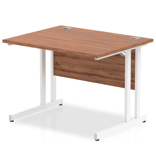 Impulse 1000 x 800mm Straight Desk Walnut Top White Cantilever Leg MI001904 - ONE CLICK SUPPLIES