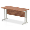 Impulse 1400 x 600mm Straight Desk Walnut Top Silver Cantilever Leg MI001911 - ONE CLICK SUPPLIES