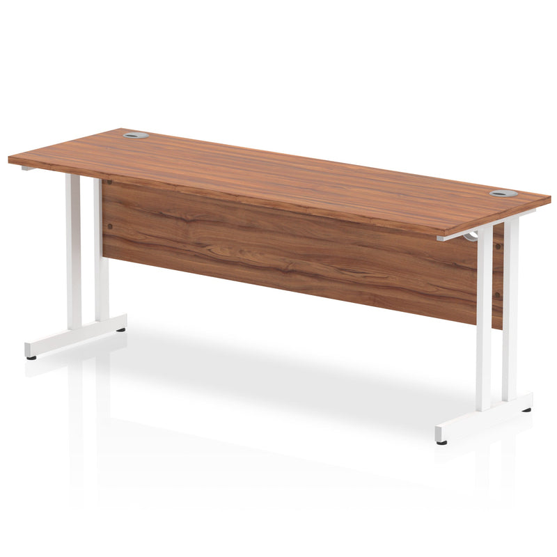 Impulse 1800 x 600mm Straight Desk Walnut Top White Cantilever Leg MI001918 - ONE CLICK SUPPLIES