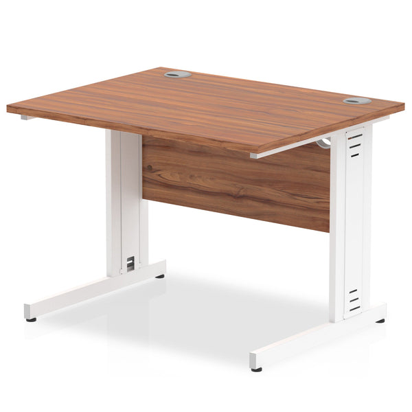 Impulse 1000 x 800mm Straight Desk Walnut Top White Cable Managed Leg MI001994 - ONE CLICK SUPPLIES