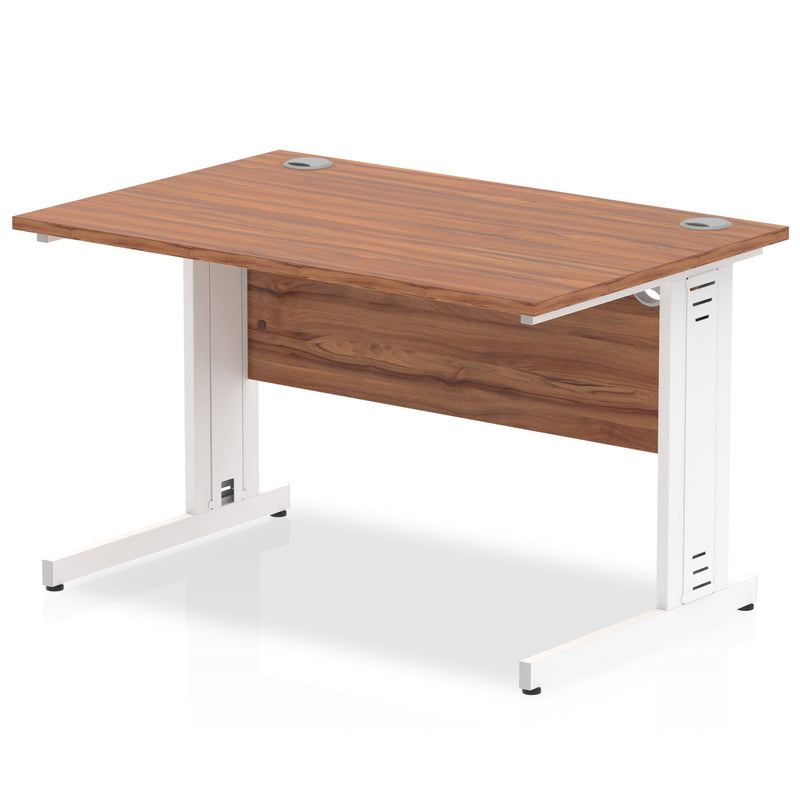 Impulse 1200 x 800mm Straight Desk Walnut Top White Cable Managed Leg MI001995 - ONE CLICK SUPPLIES