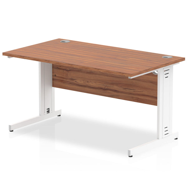 Impulse 1400 x 800mm Straight Desk Walnut Top White Cable Managed Leg MI001996 - ONE CLICK SUPPLIES