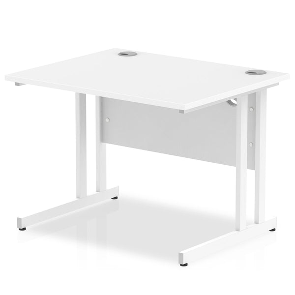 Impulse 1000 x 800mm Straight Desk White Top White Cantilever Leg MI002190 - ONE CLICK SUPPLIES