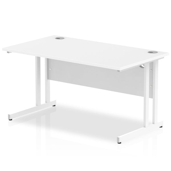 Impulse 1400 x 800mm Straight Desk White Top White Cantilever Leg MI002192 - ONE CLICK SUPPLIES