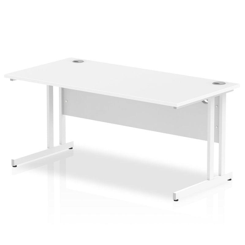 Impulse 1600 x 800mm Straight Desk White Top White Cantilever Leg MI002193 - ONE CLICK SUPPLIES