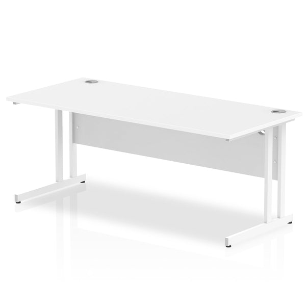 Impulse 1800 x 800mm Straight Desk White Top White Cantilever Leg MI002194 - ONE CLICK SUPPLIES