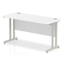 Impulse 1400 x 600mm Straight Desk White Top Silver Cantilever Leg MI002197 - ONE CLICK SUPPLIES