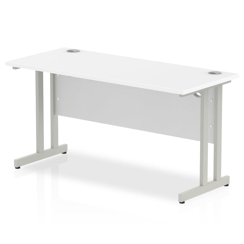 Impulse 1400 x 600mm Straight Desk White Top Silver Cantilever Leg MI002197 - ONE CLICK SUPPLIES