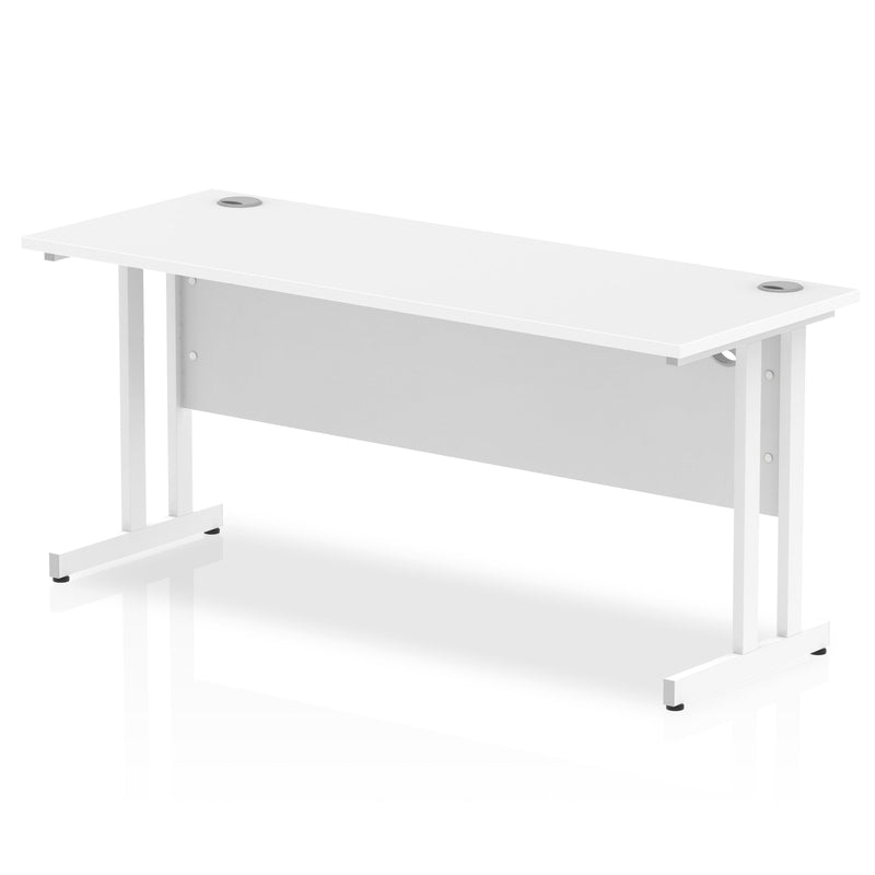 Impulse 1600 x 600mm Straight Desk White Top White Cantilever Leg MI002203 - ONE CLICK SUPPLIES