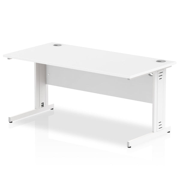 Impulse 1600 x 800mm Straight Desk White Top White Cable Managed Leg MI002273 - ONE CLICK SUPPLIES