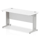 Impulse 1400 x 600mm Straight Desk White Top Silver Cable Managed Leg MI002277 - ONE CLICK SUPPLIES