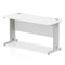 Impulse 1400 x 600mm Straight Desk White Top Silver Cable Managed Leg MI002277 - ONE CLICK SUPPLIES