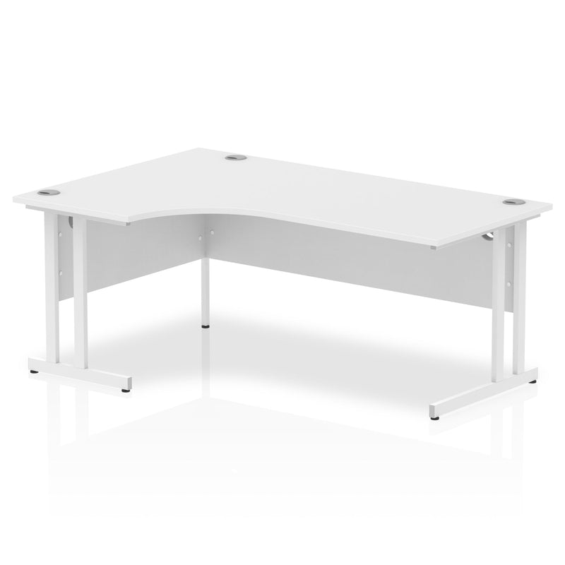 Impulse Contract Left Hand Crescent Cantilever Desk W1800 x D1200 x H730mm White Finish/White Frame - I002394 - ONE CLICK SUPPLIES