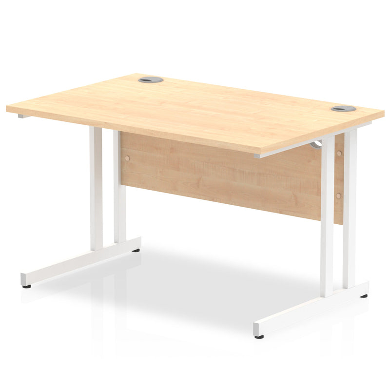 Impulse 1200 x 800mm Straight Desk Maple Top White Cantilever Leg MI002417 - ONE CLICK SUPPLIES