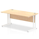 Impulse 1600 x 800mm Straight Desk Maple Top White Cantilever Leg MI002419 - ONE CLICK SUPPLIES