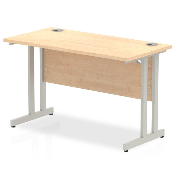 Impulse 1200 x 600mm Straight Desk Maple Top Silver Cantilever Leg MI002422 - ONE CLICK SUPPLIES