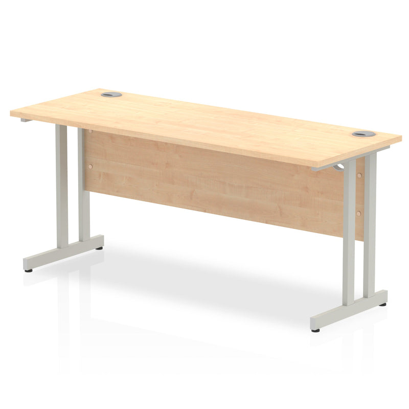 Impulse 1600 x 600mm Straight Desk Maple Top Silver Cantilever Leg MI002424 - ONE CLICK SUPPLIES