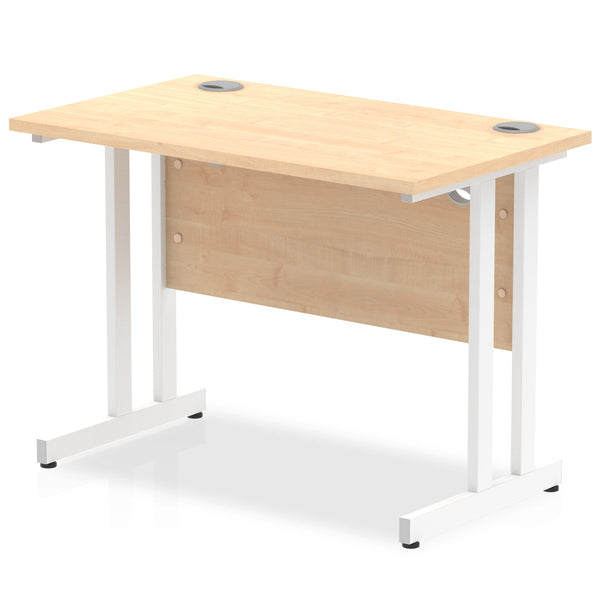 Impulse 1000 x 600mm Straight Desk Maple Top White Cantilever Leg MI002426 - ONE CLICK SUPPLIES