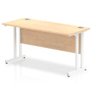 Impulse 1400 x 600mm Straight Desk Maple Top White Cantilever Leg MI002428 - ONE CLICK SUPPLIES