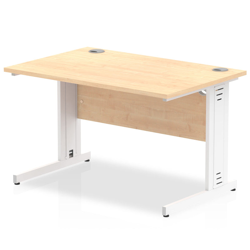 Impulse 1200 x 800mm Straight Desk Maple Top White Cable Managed Leg MI002497 - ONE CLICK SUPPLIES