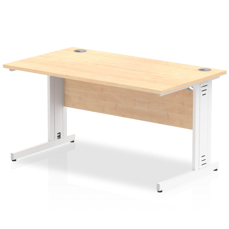 Impulse 1400 x 800mm Straight Desk Maple Top White Cable Managed Leg MI002498 - ONE CLICK SUPPLIES