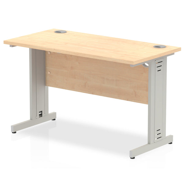 Impulse 1200 x 600mm Straight Desk Maple Top Silver Cable Managed Leg MI002502 - ONE CLICK SUPPLIES