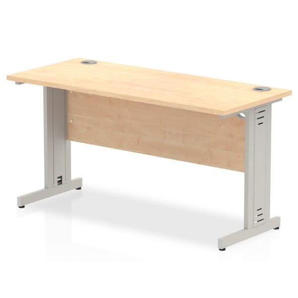 Impulse 1400 x 600mm Straight Desk Maple Top Silver Cable Managed Leg MI002503 - ONE CLICK SUPPLIES