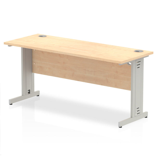 Impulse 1600 x 600mm Straight Desk Maple Top Silver Cable Managed Leg MI002504 - ONE CLICK SUPPLIES