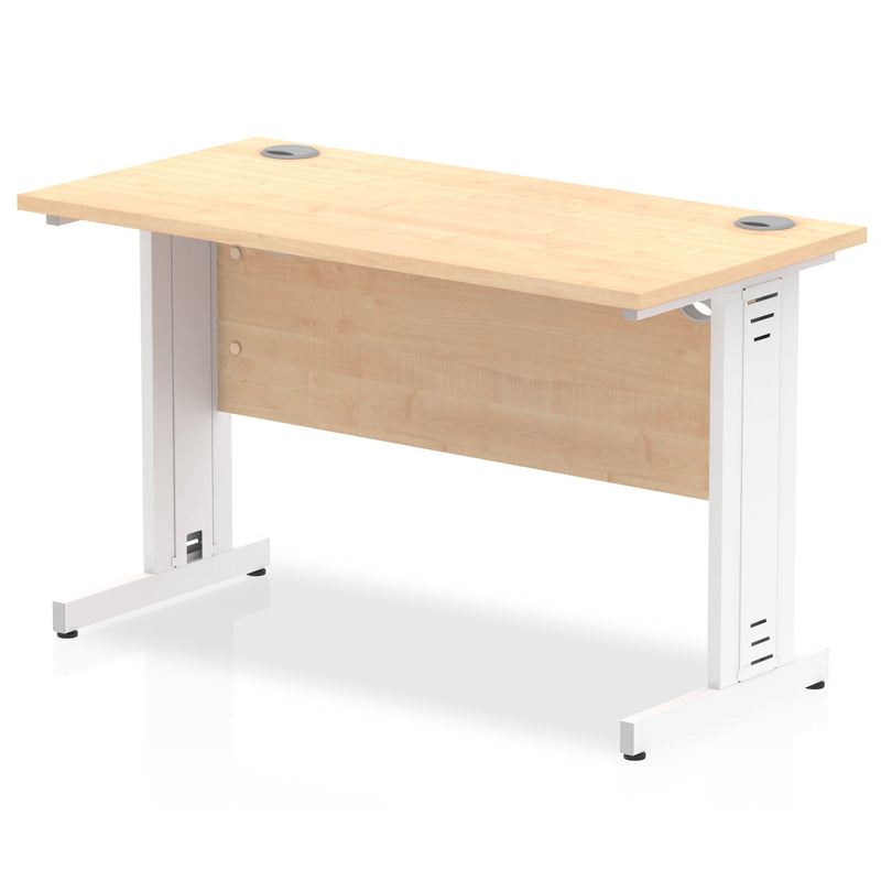 Impulse 1200 x 600mm Straight Desk Maple Top White Cable Managed Leg MI002507 - ONE CLICK SUPPLIES