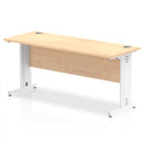 Impulse 1600 x 600mm Straight Desk Maple Top White Cable Managed Leg MI002509 - ONE CLICK SUPPLIES