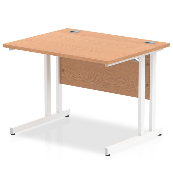 Impulse 1000 x 800mm Straight Desk Oak Top White Cantilever Leg MI002642 - ONE CLICK SUPPLIES