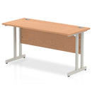 Impulse 1400 x 600mm Straight Desk Oak Top Silver Cantilever Leg MI002649 - ONE CLICK SUPPLIES