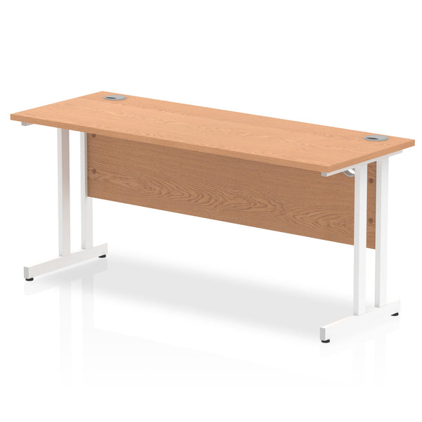 Impulse 1600 x 600mm Straight Desk Oak Top White Cantilever Leg MI002655 - ONE CLICK SUPPLIES