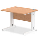 Impulse 1000 x 800mm Straight Desk Oak Top White Cable Managed Leg MI002722 - ONE CLICK SUPPLIES