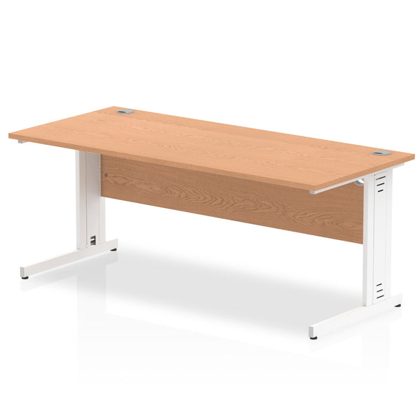 Impulse 1800 x 800mm Straight Desk Oak Top White Cable Managed Leg MI002726 - ONE CLICK SUPPLIES