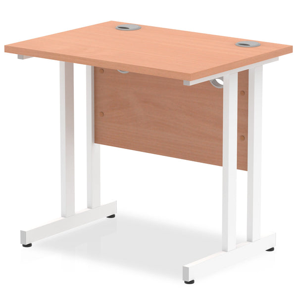 Impulse 800 x 600mm Straight Desk Beech Top White Cantilever Leg MI002885 - ONE CLICK SUPPLIES