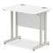 Impulse 800 x 600mm Straight Desk White Top Silver Cantilever Leg MI002894 - ONE CLICK SUPPLIES