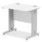 Impulse 800 x 600mm Straight Desk White Top Silver Cable Managed Leg MI002897 - ONE CLICK SUPPLIES